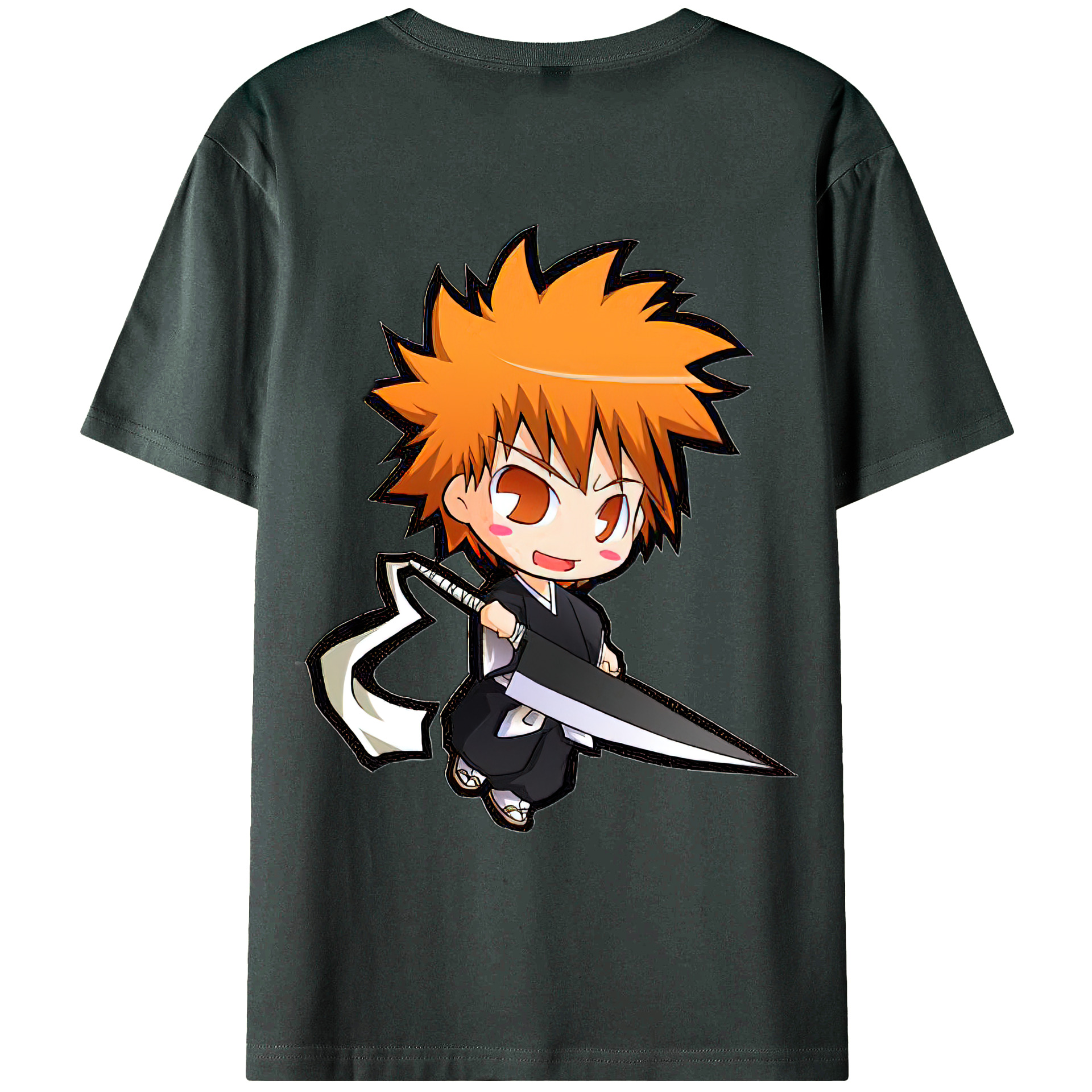 （画像用） ブリーチ 黒崎一護（くろさき いちご）BLEACH Kurosaki Ichigo 綿100％ メンズ半袖Tシャツ（バックプリント） 通気性